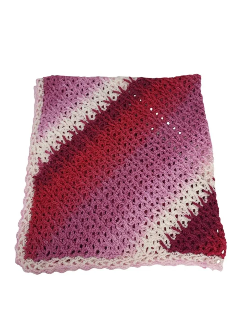 Jacobs Ladder Afghan Crochet Throw Blanket 36 X36